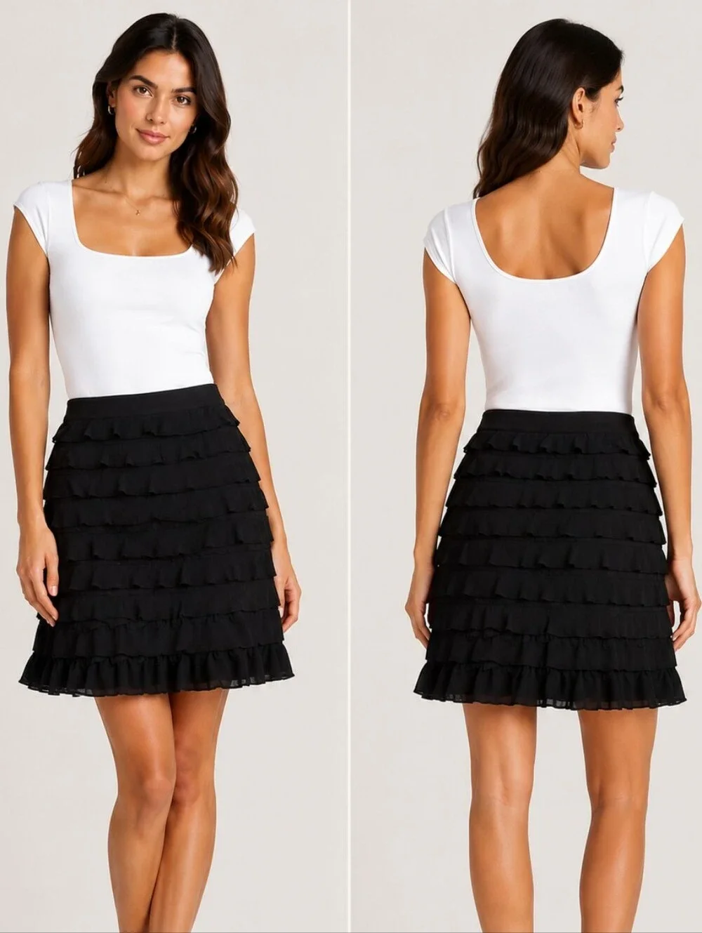 Max Studio Black Ruffle Skirt Size S